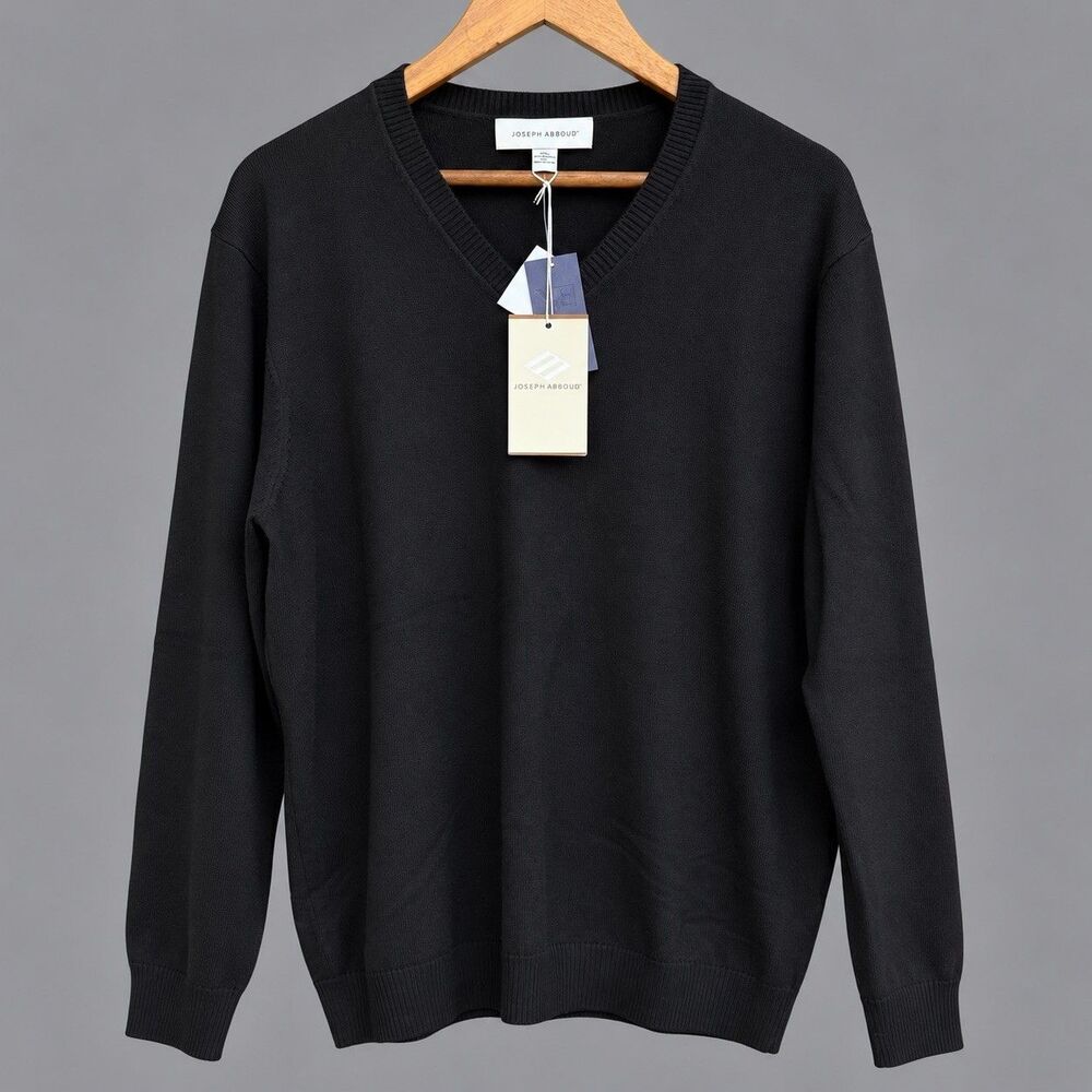 Joseph Abboud Men’s V-Neck Sweater XXL 100% Merino Wool Black NWT Pullover Soft